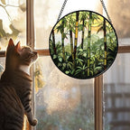 Bamboo Forest Stained Glass Window Hanging Suncatcher Gifts for Women 9.8" - Image 2