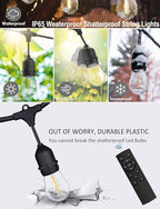 150FT String Lights for Outside Remote Controlled Waterproof with 48pcs Replaceable S14 Warm Bulbs for Patio, Gazebo, Pergola, Backyard Bistro Lights, 2200K, Linkable, 1-Pack - Image 6