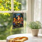Gnome Storyteller Stained Glass Suncatcher – Square Hanging Window Panel for Home, Garden, Nursery, Halloween, Christmas, Memorial Day – Whimsical Glass Art Gift for Gnome Lovers fnnzk7 - Image 3