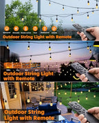 150FT String Lights for Outside Remote Controlled Waterproof with 48pcs Replaceable S14 Warm Bulbs for Patio, Gazebo, Pergola, Backyard Bistro Lights, 2200K, Linkable, 1-Pack - Image 3