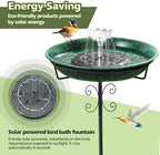 Solar Fountain Bird Bath for Outside Garden Decor,All Metal Hummingbird Bath & Feeder with 5-Prong Base,Standing Bird Feeder for Backyard Birding & Wildlife,Copper Green - Image 6