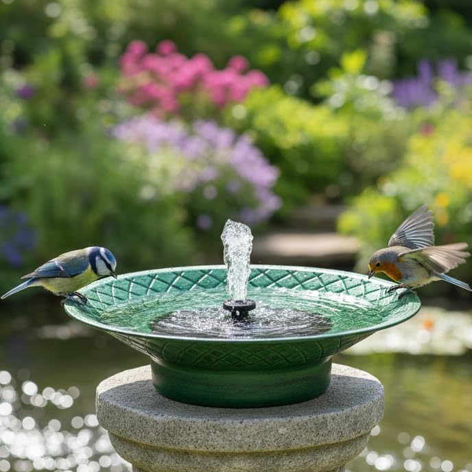 12.6" Bird Bath for Outside, Solar Bird Bath Fountains, Bird Bath Feeder by Aifeorzo
