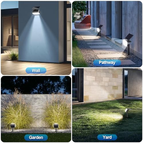 108 LED Solar Spot Lights Outdoor, Solar Lights Outdoor IP65 Waterproof, 3 Modes Solar Landscape Spotlights, Large Solar Powered Panel Lights for Garden Yard Pathway(Cool White/6 Pack) - Image 4