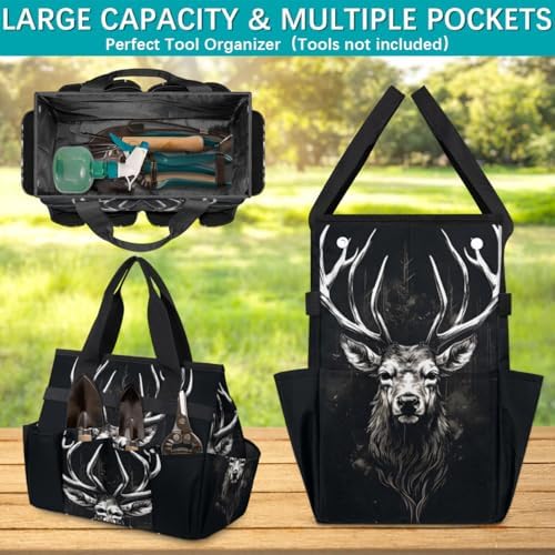 Cool Garden Tool Bag Organizer Heavy Duty Deer Gardening Tote Bag with 10 Pockets for Women Men Gardening Gifts - Image 4