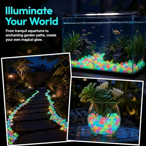 Glow in the Dark Rocks Outdoors, Decorative Night Guide Pebbles for Landscaping & Garden Pathway, Colored Glow Stonesfor Fish Tank, Aquarium Decor & Planters, Luminous Stones for Vases (800, Green) - Image 3