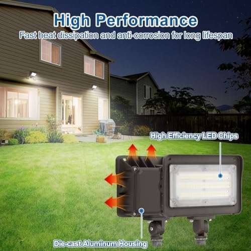 DAKASON 50W LED Flood Light Outdoor, Dusk-to-Dawn Photocell 180° Adjustable Knuckle, 6500LM 5000K Replaces 150-200W HPS/MH, IP65 Waterproof Outdoor Security Lighting Fixture, 100-277Vac, ETL Listed - Image 2