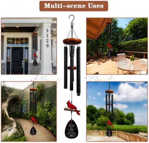 Cardinal Memorial Wind Chimes 36'' for Outside, Sympathy Gift with Mute Option, Cardinal Gifts for Loss of Loved One, Memory of Mom Dad Husband, Remembrance Gift for Mother Garden Porch Patio - Image 2