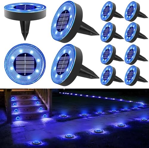 Joomer 12 Pack 2.9inch Solar Ground Lights Outdoor, Blue by Joomer