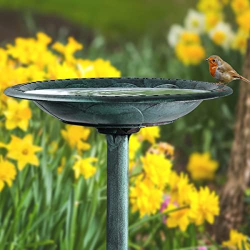 Westcharm 28 Inch Lightweight Verdigris Green Poly Resin Outdoor Birdbath for Outside with Decoration Pedestal Base Stand - Pedestal Bird Bath for Outdoors Yard and Garden - Image 2