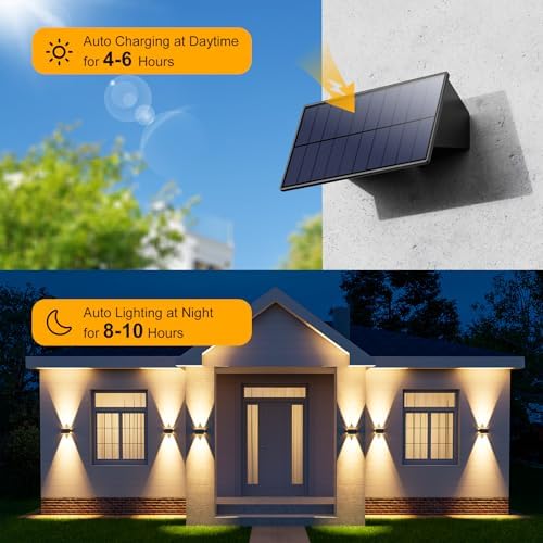 12 Pack Warm White Solar Power Fence Wall Light Outside Up and Down - Image 4
