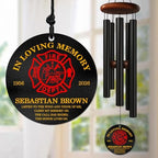 Personalized Firefighter Memorial Wind Chime – Custom Name & Years in Loving Memory Tribute – Remembrance Windchime for Fallen Firefighters – Gift for Firefighter Families & First Responders by AlpadilCo