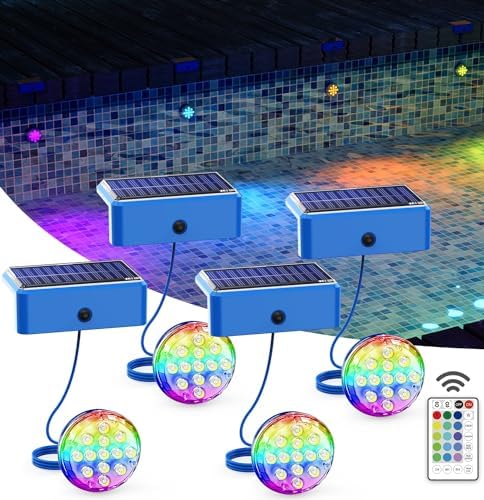 Skairipa Solar Pool Lights with Remote, Submersible Pool Lights 4 Pack by Skairipa