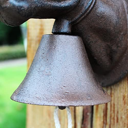 Heavy Duty Cast Iron Wall Bell, Wall Mounted Dinner Bell Metal Wall Art Decoration for Indoor Outdoor Garden Home, Bull Head Design - Image 5