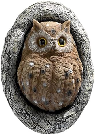 Novelty Owl Tree Hugger Decor Garden Peeker Yard Art Tree Faces Outdoor Owl Tree Sculpture Polyresin Animal Tree Accessories Gift (Large) by Duiaynke