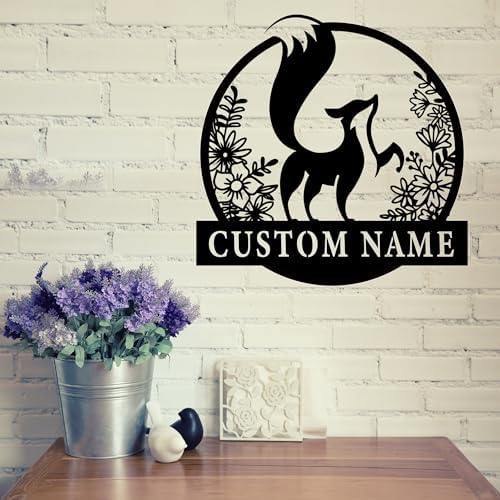 Custom Fox Wall Signs - Personalized Metal Art - Name Signs - Gift for Fox Lover - Wall Hangings - Housewarming Gift - Image 5