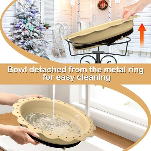 100W Heated Bird Bath for Outdoors, Heated Birdbath Water Heater, Khaki - Image 4