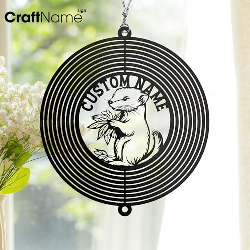 Personalized Ferret Metal Wind Spinner, Ferret Garden Spinner Hanging Indoor Outdoor Decor, Perfect House Warming Gifts New Home, Custom Gift for Grandmother, Mom, Wife, Daughter - Image 4