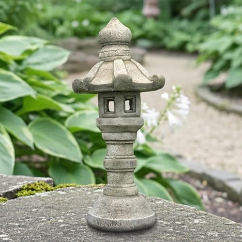 OLOMA Concrete Japanese Pagoda Lantern Garden Statue Outdoor Sculpture Cement Zen Lantern Figurine Patio Decor Yard Ornament Lawn Accent Landscape Lantern lover gift - Image 5