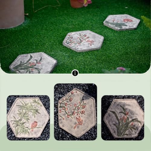 Garden Stepping Stones, Outdoor Pathway Decorative Stepping Stones, Garden Ornaments, Horticultural Decorative Stones, Decorative Stones For Courtyards, Patios, Gardens, Or Pathways(Multi-colored-C) - Image 3