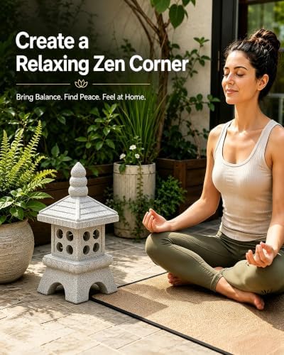 Nacome Solar Pagoda Garden Statues: 15.7-Inch Gray Outdoor Zen Decor - Image 6