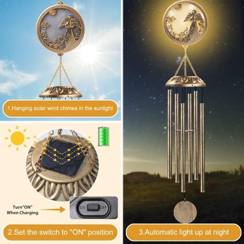 Wind Chimes, Solar Angel Wind Chimes Deep Tone, Memorial Gift for Mom/Grandma/Women, Windchimes Outdoor Clearance, Mother Garden/Patio/Yard Decor - Image 6