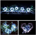 SmilingTown Solar Mason Jar String Light Lids 12 Pack 30 LED Fairy Firefly Inserts Lighting with 12 Hangers Waterproof for Outdoor Tree Patio Lawn Garden Decor, No Jars (Cool White) - Image 5