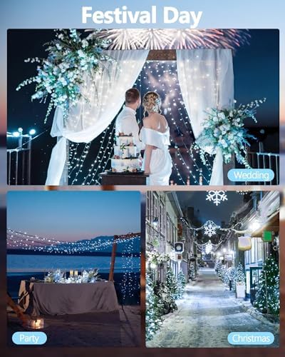 2 Pack Extendable 600 LED Christmas String Lights Indoor Outdoor Cool White - Image 6