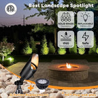 Gardenreet Die-Cast Brass Spot Light LED, Outdoor 12V Uplighting Waterproof, Low Voltage Landscape Lights Metal Black for Fence Fountain, with Warm White MR16 Replaceable Bulbs (12 Pack) - Image 2
