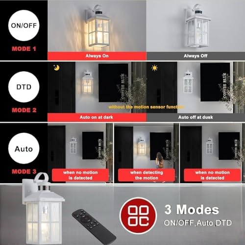 Porch Lights Outdoor with Remote, Motion Sensor Exterior Lighting Fixtures - Image 3