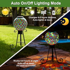 VOREEN 8" Solar Mosaic Glass Garden Ball, IP45 Waterproof Globe Yard Light, Automatic Dusk-to-Dawn Colorful Landscape Lamp for Patio Lawn Pathway Outdoor Decoration - Image 3