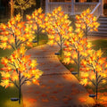 Uieke 4PCS Solar Fall Lights Outdoor Decorative, 34" Fall Decor with Acorn Maple Leaf, 40LED Each with 8 Modes & Timer, Waterproof Maple Leaves Tree Lights for Yard Pathway Thanksgiving Decor by Uieke