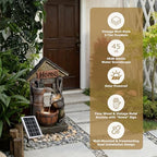 28.7" H Solar Outdoor Water Fountain,3-Tier Solar Powered Rustic Barrel Pump Water Fountain Cascading Waterfall Fountains Outside for Garden, Patio, Backyard, Porch/Two Placement Options - Image 3