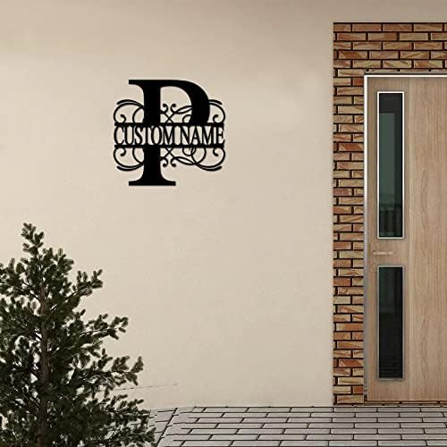 P Custom Name Initial Letter Monogram Metal Sign Decorative Iron Metal Wall Sculpture Cut Out Sign Vintage Metal Business Sign Address Sign Plaque for Dining Room Lodge Workshop Home Decor 18 Inch - Image 6