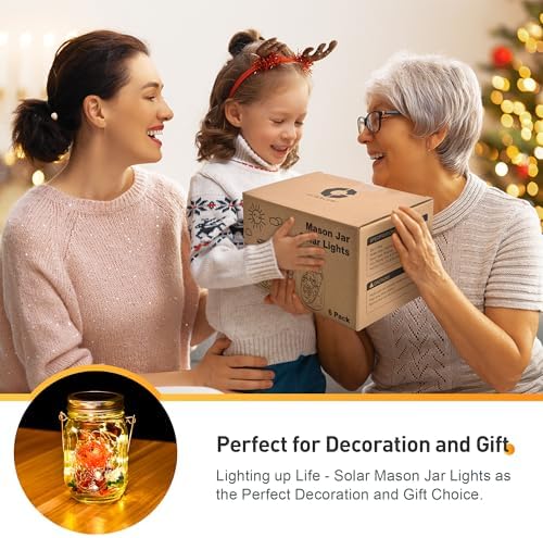 GIGALUMI Hanging Mason Jar Solar Lights, 6 Pack 30 Led Tinplate Lids - Image 4