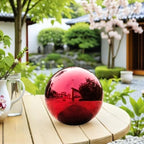 Xmas Stainless Steel Reflective Gazing Ball, Red 20cm Mirror Garden Globe - Image 6
