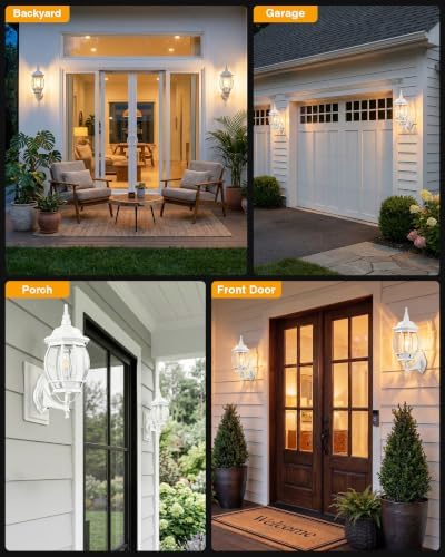 VIANIS Large White Porch Lights Outdoor Dusk to Dawn, Anti-Rust, Waterproof - Image 5