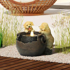 LuxenHome 16 Inch Puppies Resin Outdoor Water Fountain with LED Lights - Image 6