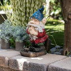 Alpine Corporation 15" Tall Outdoor Garden Gnome Smiling Yard Statue Decoration, Multicolor - Image 2