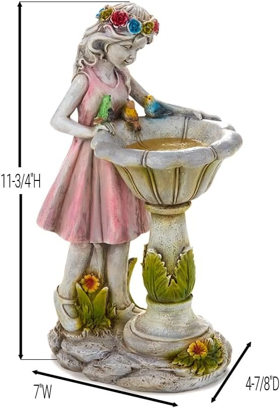The Lakeside Collection Bird Bath Sculpture Solar Lighted Girl with Fountain - Image 3