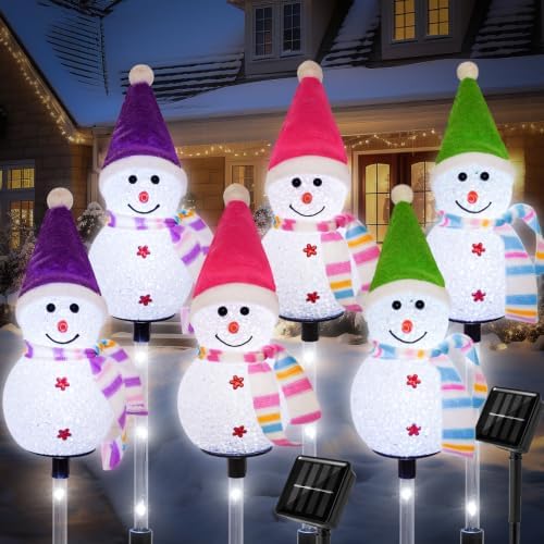 Solar Snowman Christmas Pathway Lights, Cool White, 6 Pack by TAILERRI