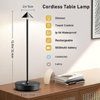 Set of 2 Cordless Rechargeable Led Table Lamp Battery Operated Light Black - Image 2