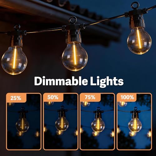 100FT Outdoor String Lights with Remote, 42 Dimmable Shatterproof LED G50 Bulbs, Waterproof Patio & Backyard Lights for Pergola, Deck, Garden, Bistro, Commercial Grade Hanging Lights - Image 4