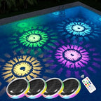 4-Pack RGB Solar Floating Pool Lights with Remote, Waterproof by GVSHINE
