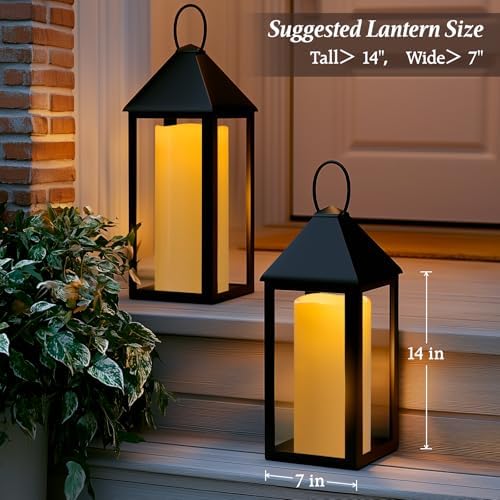 12" x 5" Ivory Large Waterproof Outdoor Flameless Candles Battery Operated LED Flickering Pillar Candles with Remote and Timer for Indoor Outdoor Lanterns, Long Lasting, Set of 2 - Image 2