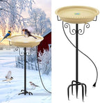 Heated Bird Bath for Outdoors Winter, 100W Heated Birdbath with Stake Khaki by LOVPPY