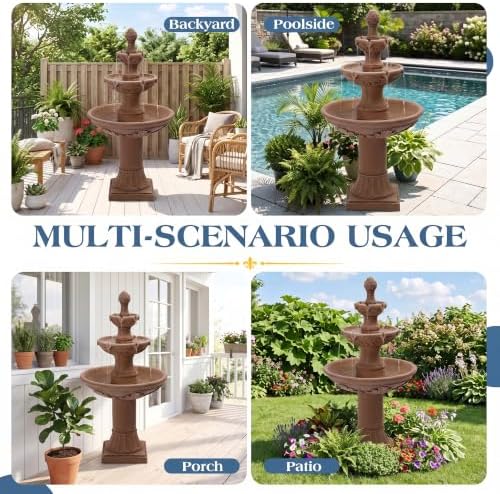 Outdoor Water Fountain, 3-Tier Italian Garden Waterfall Fountain - Image 7