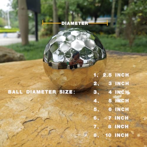 304 Stainless Steel Gazing Ball Sculptures Diamond Ball Decoration Mirror Hollow Decor Ball Reflective Garden Sphere Hollow Metal Ball Ornament Statues Gazing Globe for Home Garden (10 inch) - Image 4