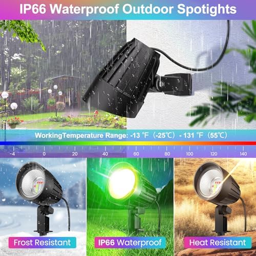 15W RGB Landscape Lighting with Remote for Yard Garden (12 Pack) - Image 5