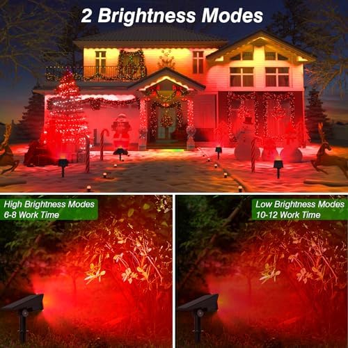 Halloween Solar Spot Lights Outdoor,20 LED Waterproof IP65 Solar Landscape Light Adjustable Panel Spotlights for Wall Tree Yard Garden Christmas Red Lights 8 Pack - Image 3