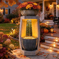 32" Geometric Outdoor Fountain with Birdfeeder by Ultym